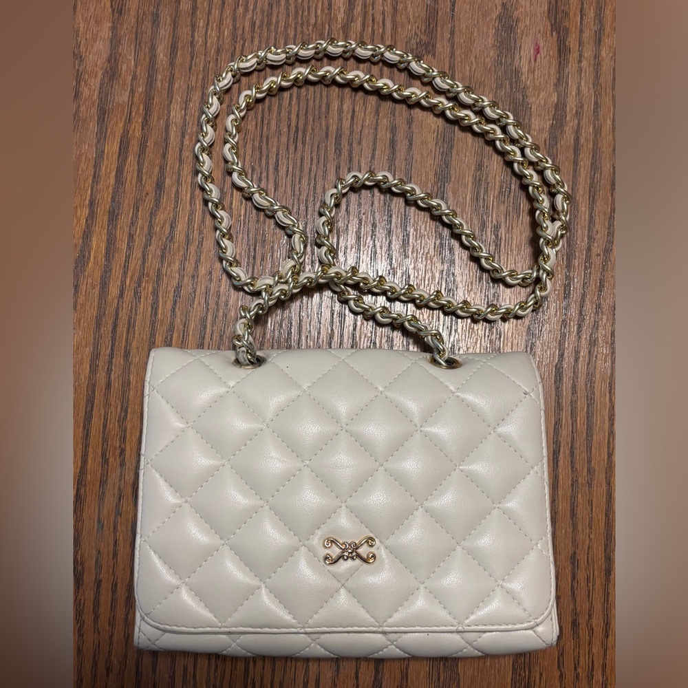 Vintage White Purse with Gold Detail